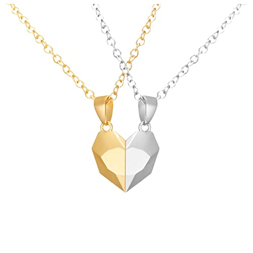 Trendy Couple Necklace Set - Magnetic Love Heart Pendant Necklaces for Him & Her - Matching Jewelry Gift for Anniversary, Valentine's Day - Romantic Pair Necklace Collection (One Size) - Perfect for Date Nights, Proposals & Special Occasions