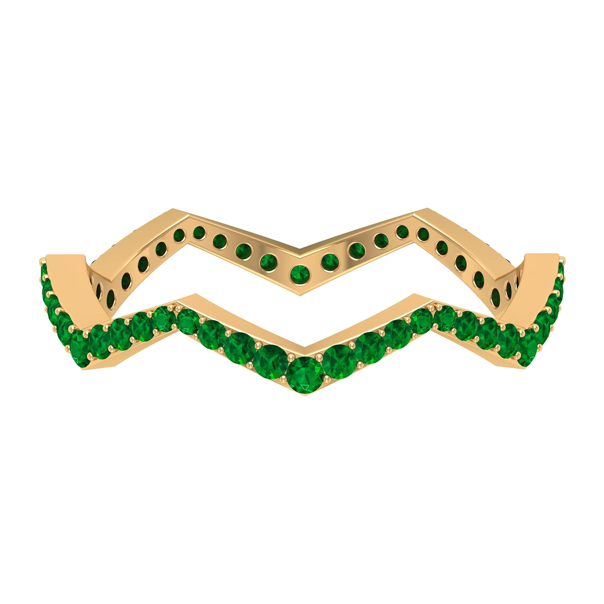 1 CT Emerald Eternity Ring for Women - 14K Solid Gold Zigzag May Birthstone Ring - Perfect for Weddings, Anniversaries & Special Occasions