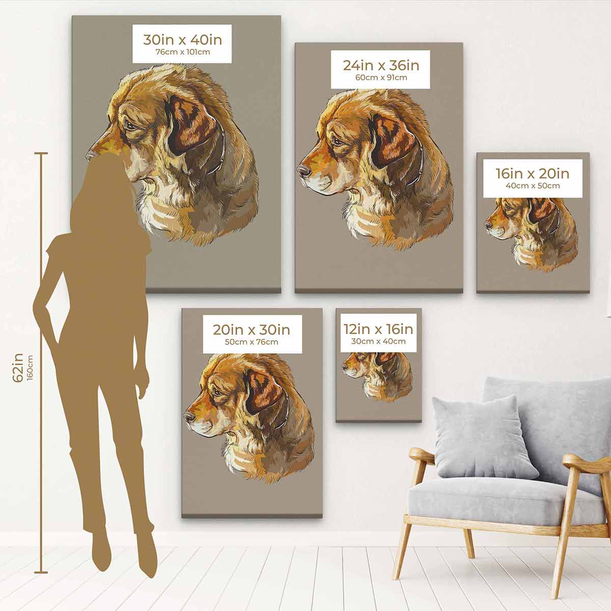 Brown Dog Wall Art Canvas Print - Modern Pet Decor for Living Room, Bedroom & Office - Perfect Gift for Dog Lovers