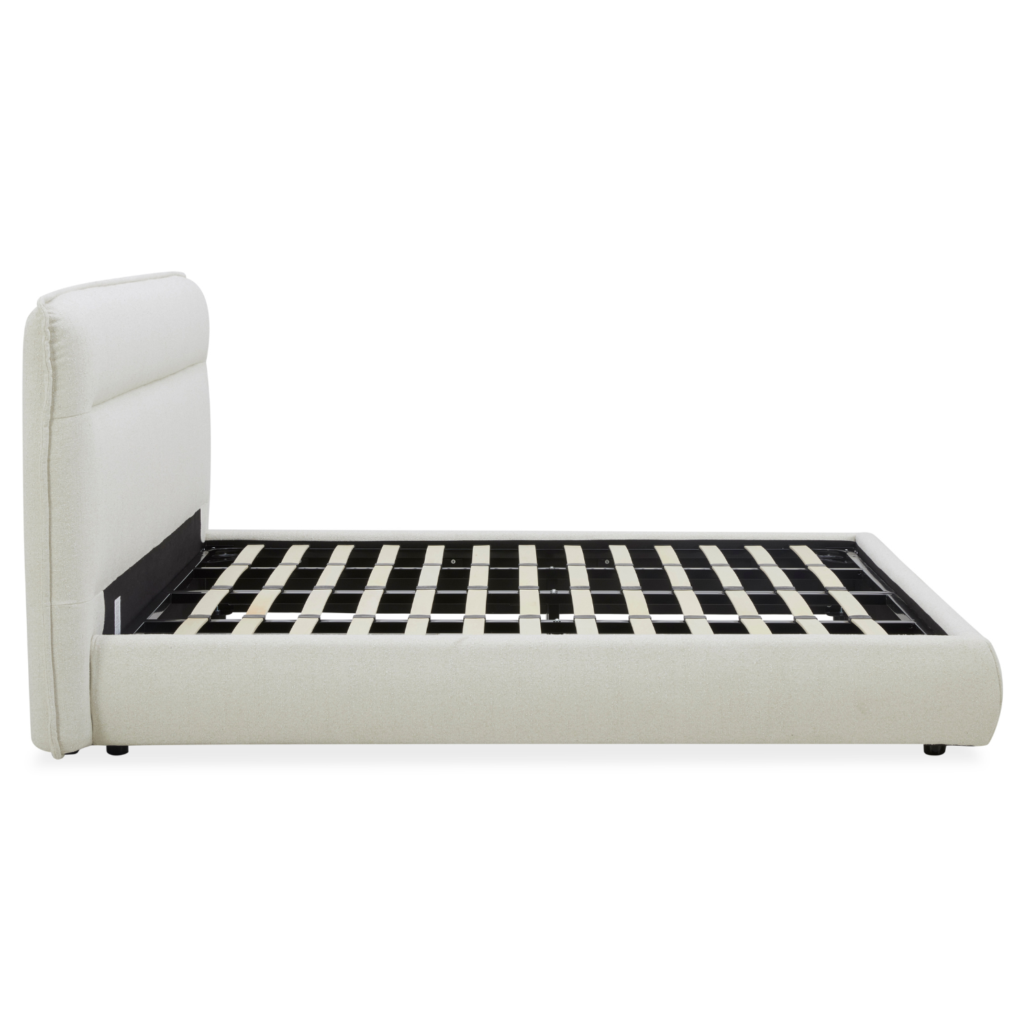 Carlaw Platform Bed Frame - Queen Size, Mellow Ivory Finish, Modern Minimalist Design | Perfect for Bedroom, Guest Room, or Studio Apartment