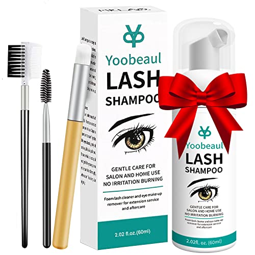 Eyelash Extension Cleanser 60ml - Paraben & Sulfate Free Lash Shampoo with Brush | Gentle Foaming Cleanser for Eyelash Extensions & Natural Lashes | Safe Makeup & Mascara Remover | Salon & Home Use (2 fl.oz) - Perfect for Daily Lash Care & Professional Salon Treatments