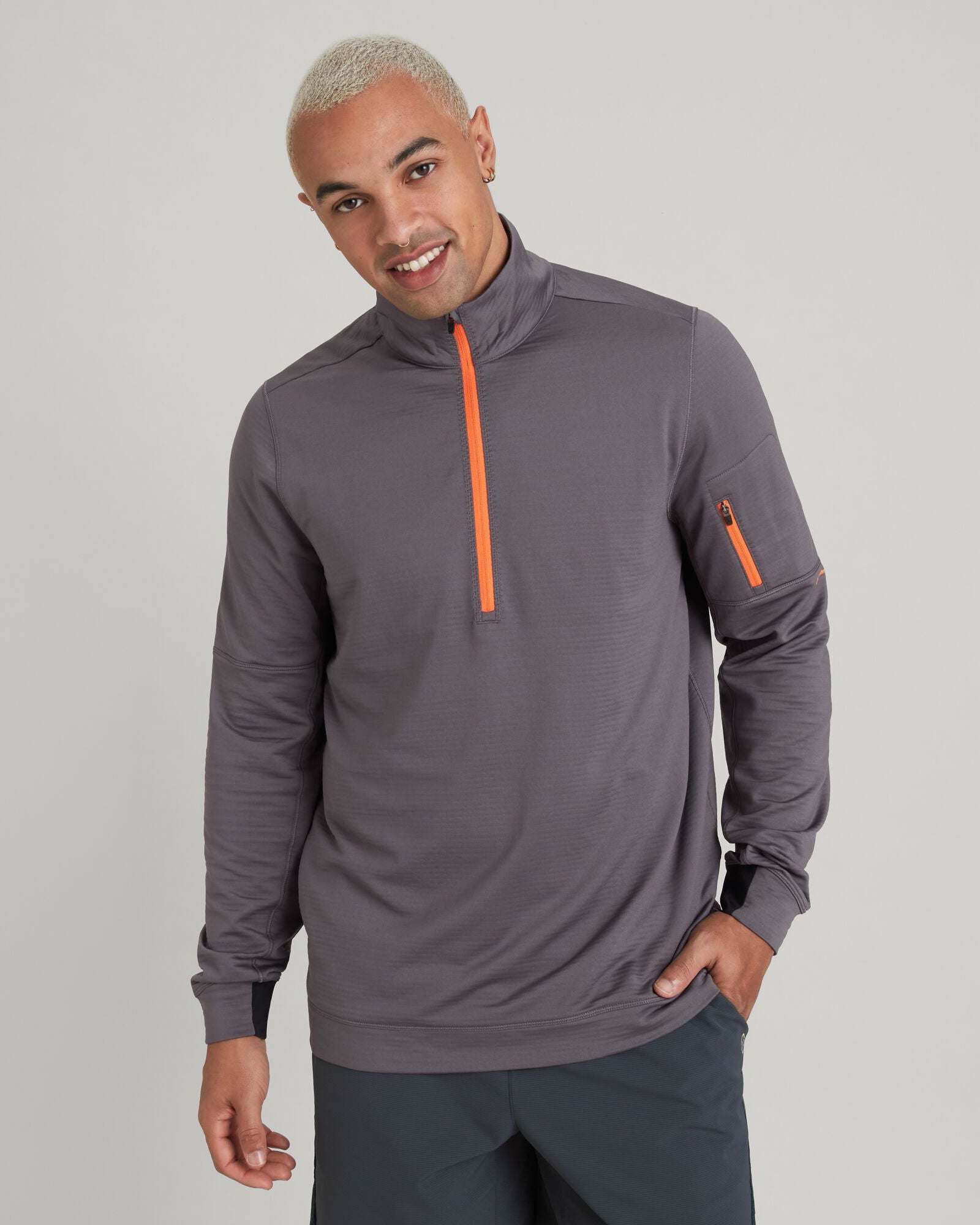 WELL.DER.NESS Men's Lightweight Quarter Zip Pullover Sweatshirt - Light Quartz Color for Casual Wear, Outdoor Activities & Gym Workouts