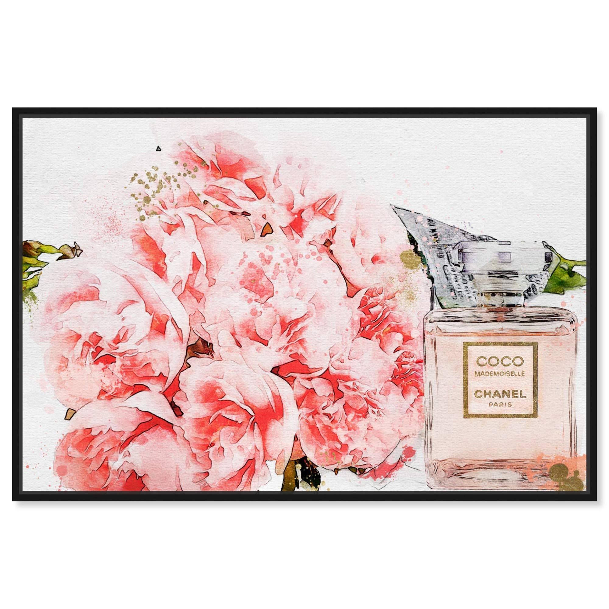 Oliver Gal Artist Co. Floral Perfume Wall Art - Elegant Framed Canvas Print for Home & Office Decor | Perfect for Living Room, Bedroom or Bathroom