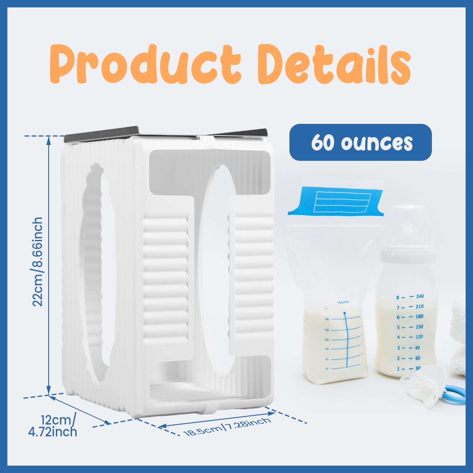 XYDHQS Breastmilk Storage Container & Organizer - Freezer-Safe Milk Storage Bags Holder for 60oz - Reusable Breastfeeding Supplies with Tray - Perfect for Pumping Moms, Daycare & Travel Use