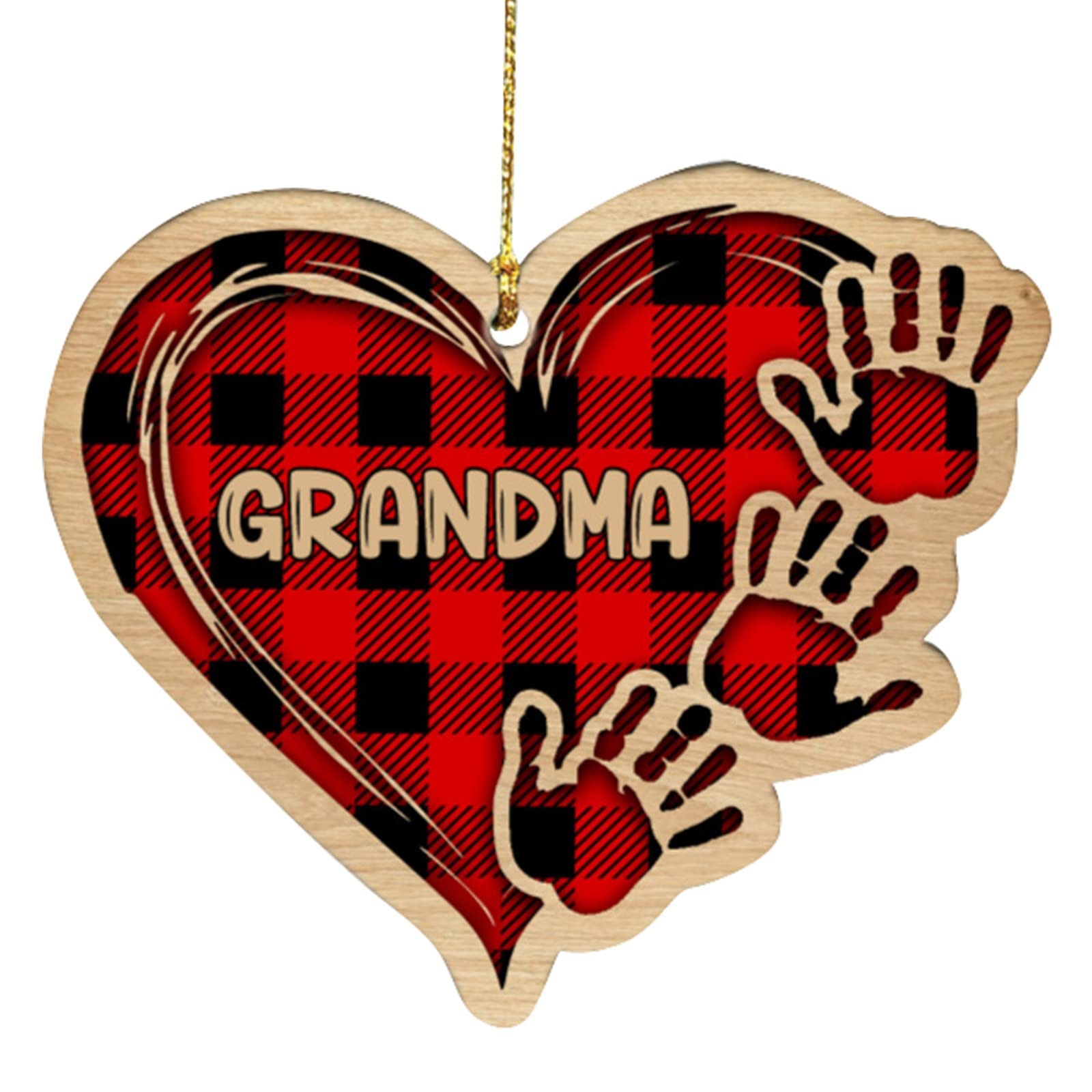 Personalized Wooden Pendant Necklace - Grandma & Mother Heart Handprint Keepsake - Custom Engraved Jewelry Gift for Mom - Perfect for Mother's Day, Birthday & Anniversary Celebrations