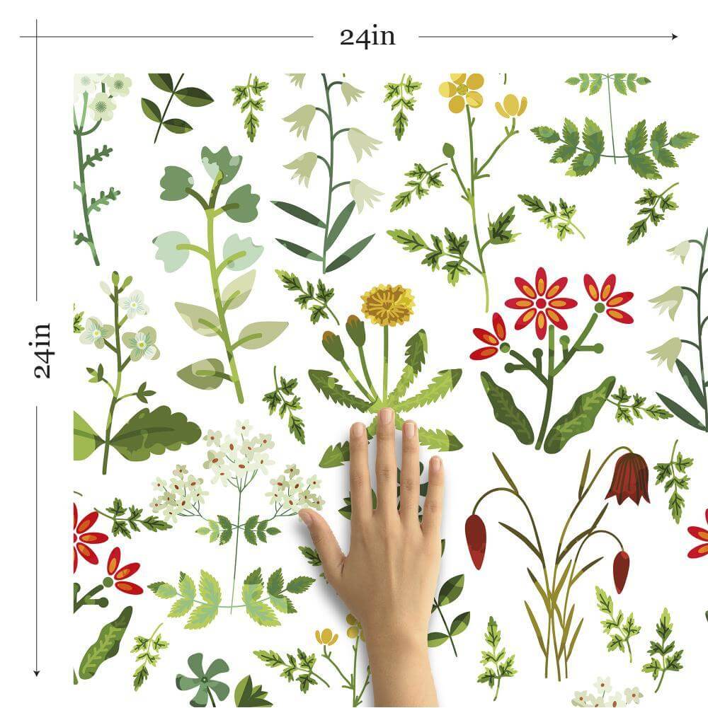 White Botanical Floral Peel and Stick Removable Wallpaper - Self-Adhesive Decorative Wall Covering for Bedroom, Living Room & Home Office