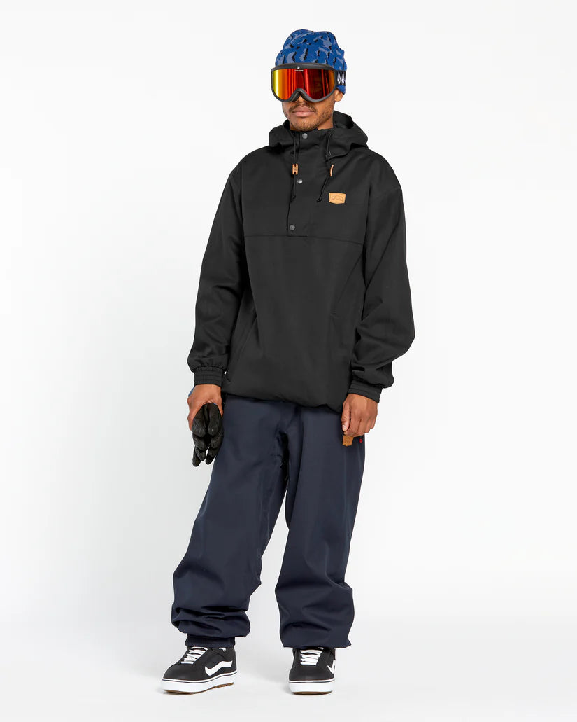 Volcom 2025 Longo 20K Waterproof Insulated Pullover Hoodie - Black | Winter Outdoor Activities, Snowboarding & Cold Weather Apparel