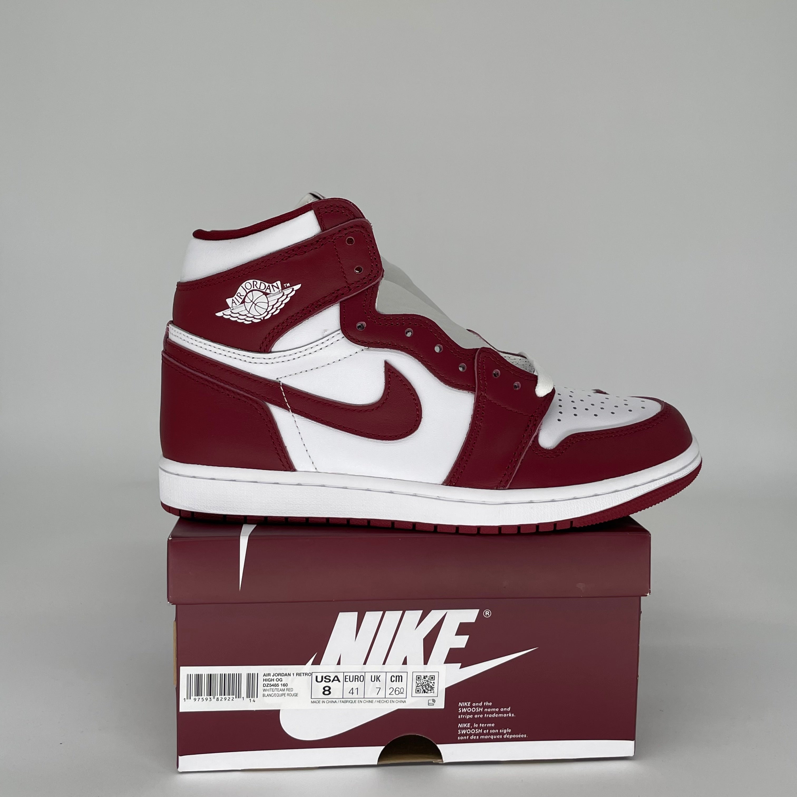 Authentic Air Jordan 1 Artisanal Team Red Sneakers - Size 8 (DZ5485-160) | Men's Basketball Shoes for Casual Wear & Street Fashion