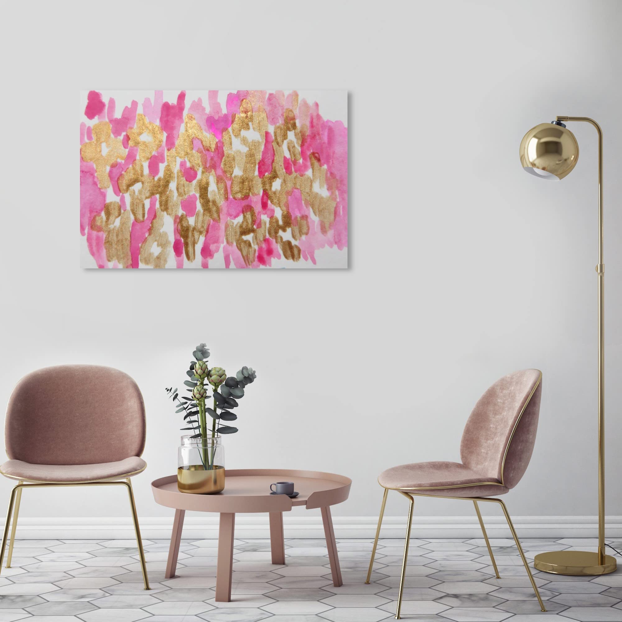 Oliver Gal Artist Co. Abstract Canvas Wall Art 'Damisela' Painting - Pink Ready to Hang Home Decor for Living Room, Bedroom & Bathroom - 36x24 Inches - Perfect for Modern Interior Design & Gift Giving