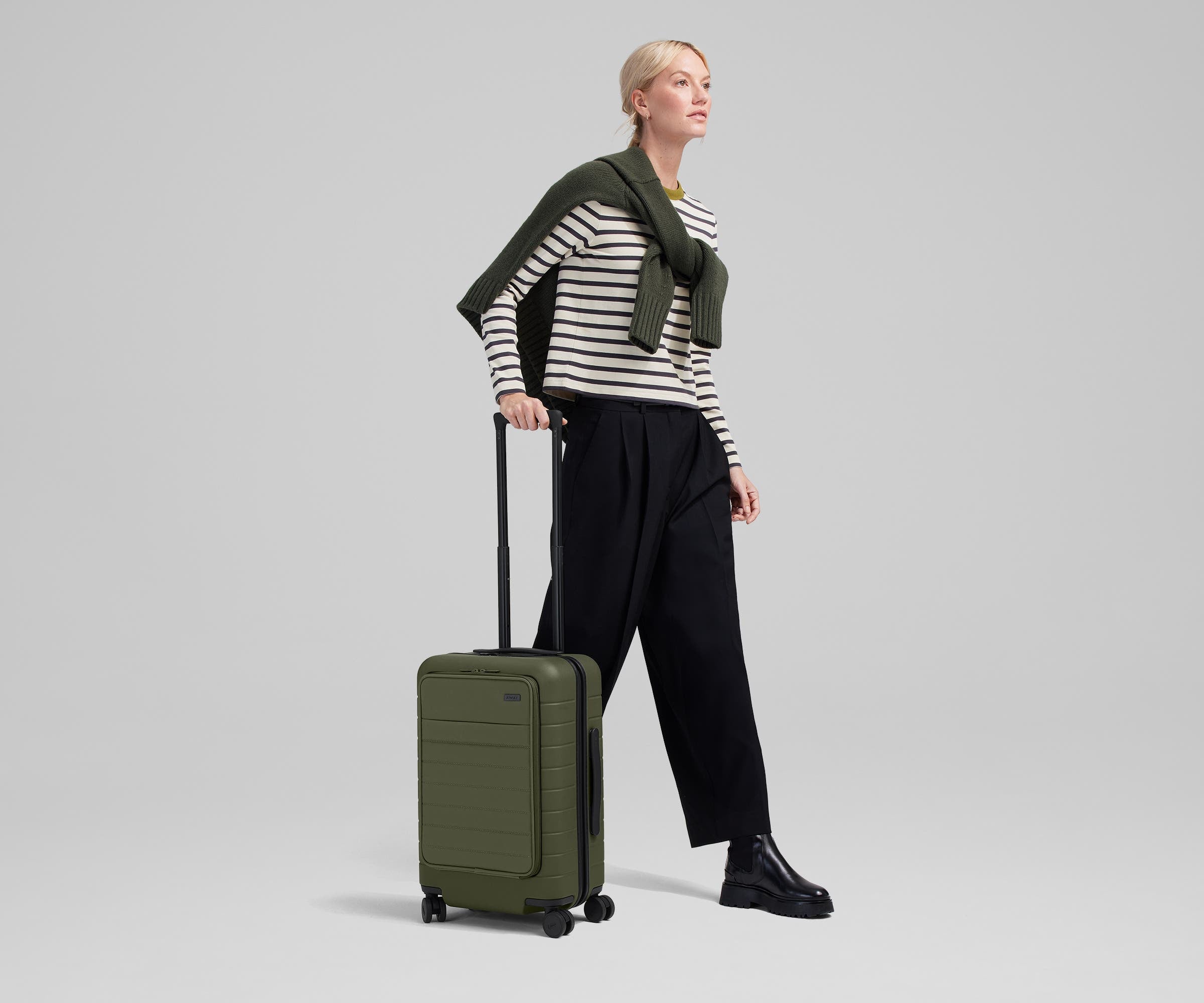 Premium Olive Green Executive Carry-On Luggage - Lightweight & Durable Business Travel Suitcase for Airplane & Weekend Trips