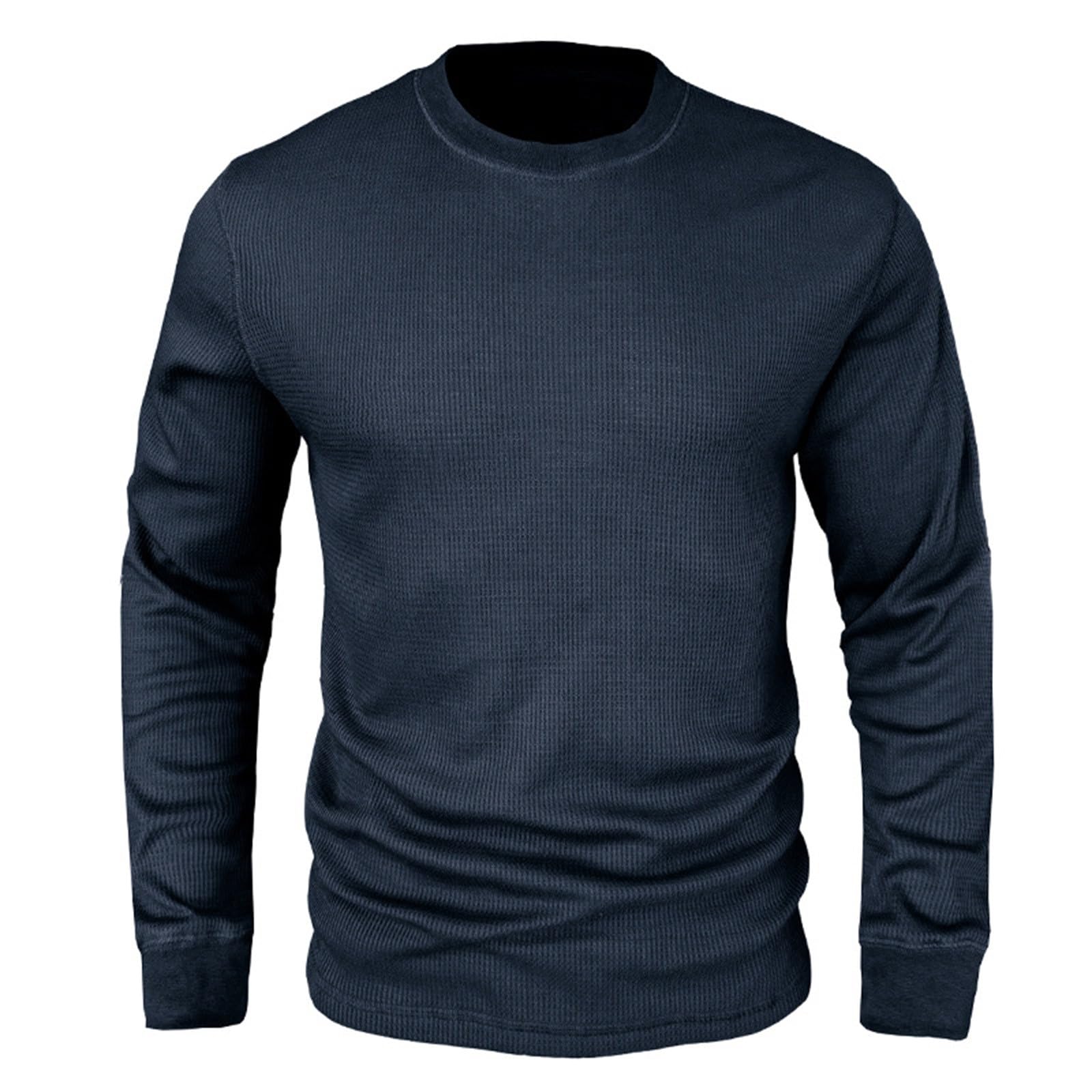 HAOLEI Men's Waffle Knit Sweatshirt - Long Sleeve Crewneck Pullover, Casual Loose Fit Lightweight Sweater for Sports & Leisure | Perfect for Gym, Outdoor Activities and Everyday Wear