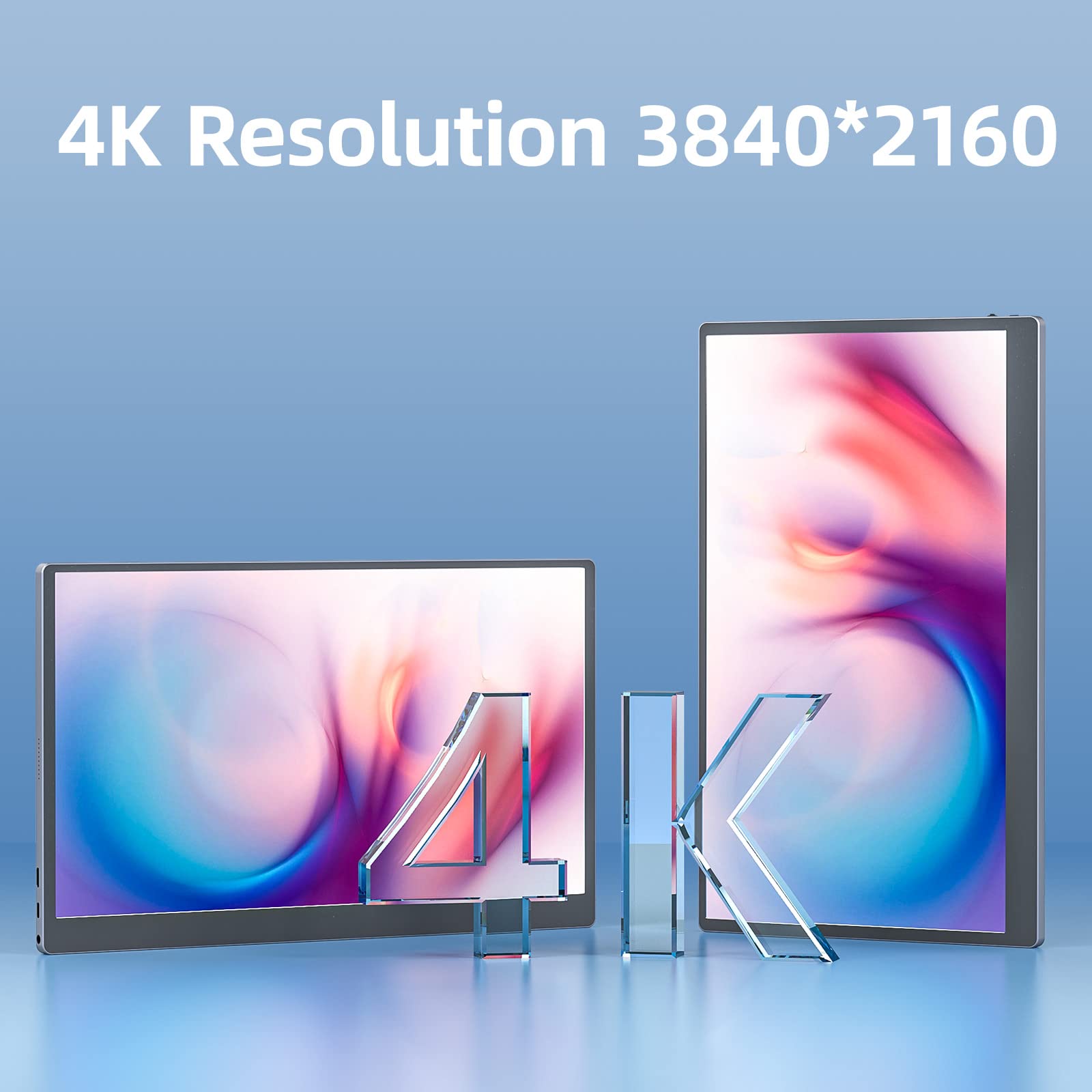 Upperizon 15.6 Inch 4K UHD Portable Monitor - 3840x2160 Resolution, 100% sRGB, USB-C & HDMI, IPS Screen, Built-in Speakers - External Second Display for Laptop, MacBook, PS5, PS4, Xbox - Perfect for Work, Gaming & Travel