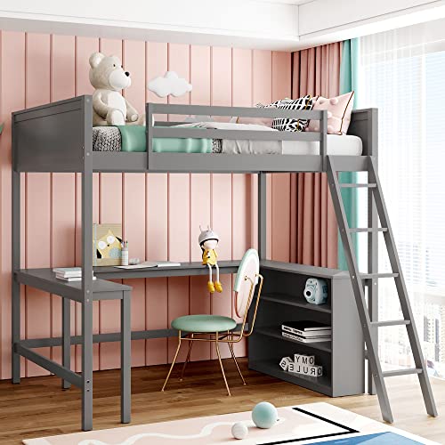 Gray/With Desk and Shelf