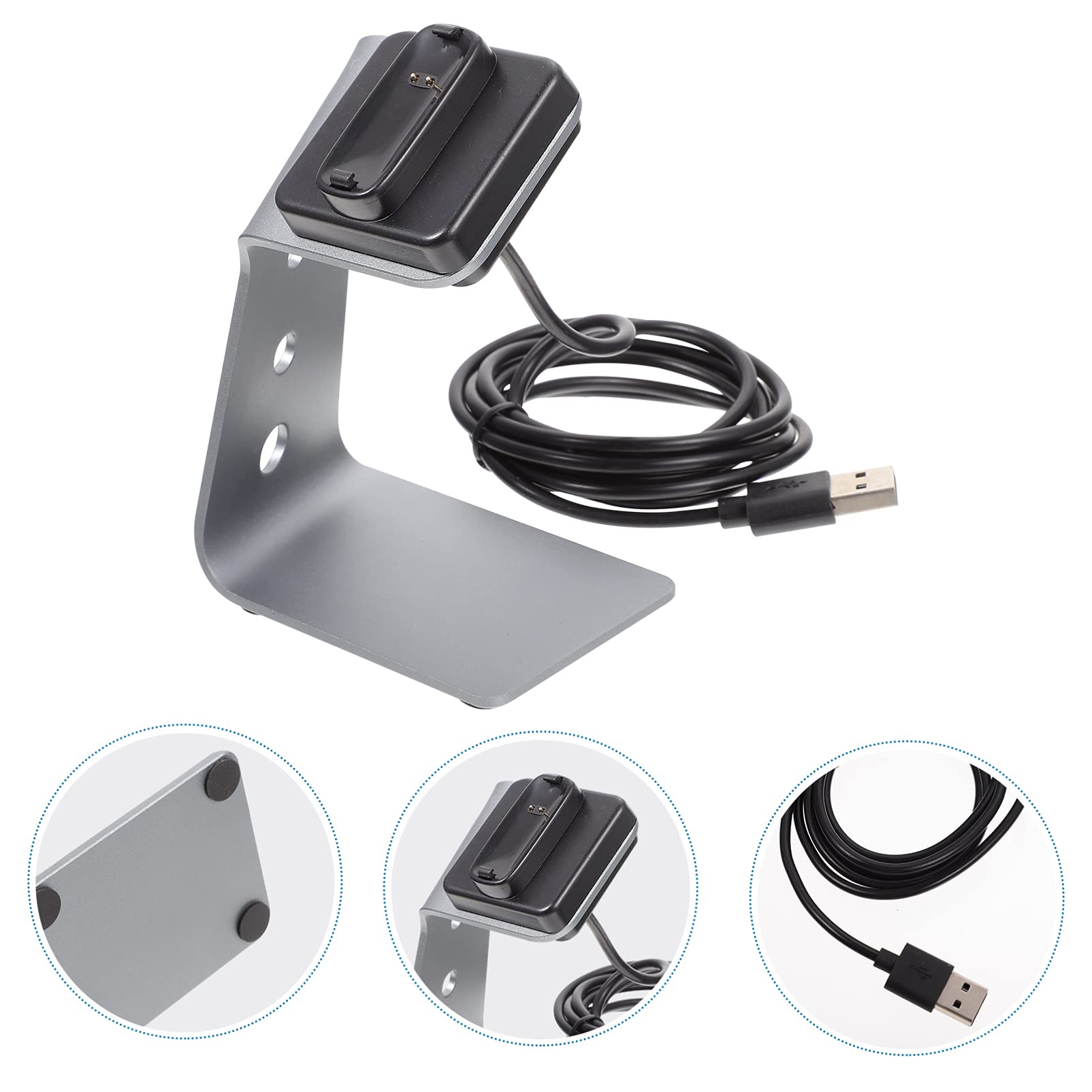 Compatible Charging Dock Stand for Apple Watch Series 2/3/SE - Magnetic Charger Cable Holder with Nightstand Mode (Grey) | Perfect for Bedside, Office & Travel Use