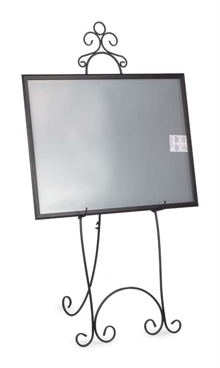 Black Steel Floor-Standing Easel Stand - 71.25 Inches Tall with Adjustable Hooks & Decorative Embellishments | Perfect for Art Studios, Classrooms & Home Decor Displays