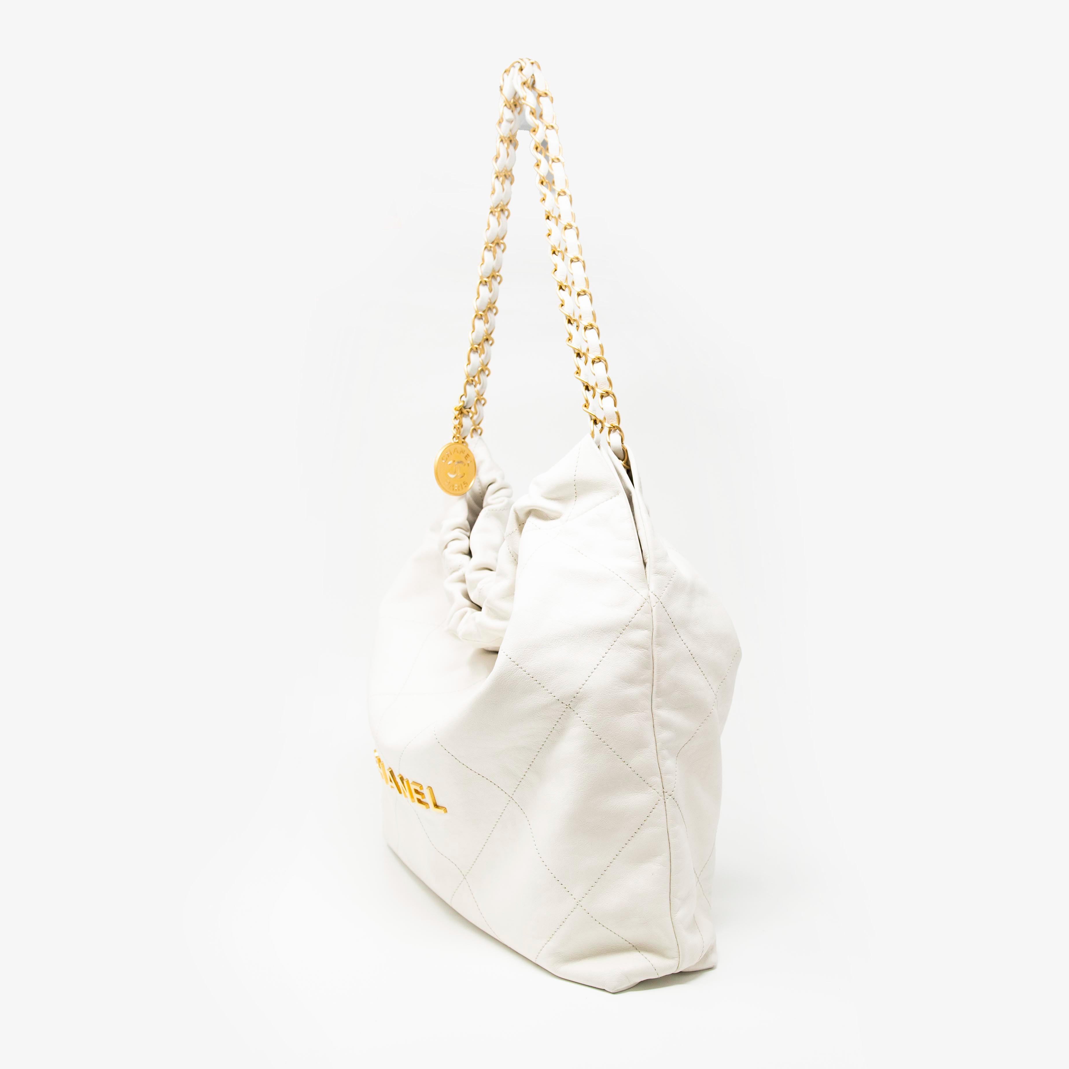 Chanel White 22 Hobo Bag - Luxury Designer Handbag for Women | Perfect for Everyday Use, Work & Special Occasions