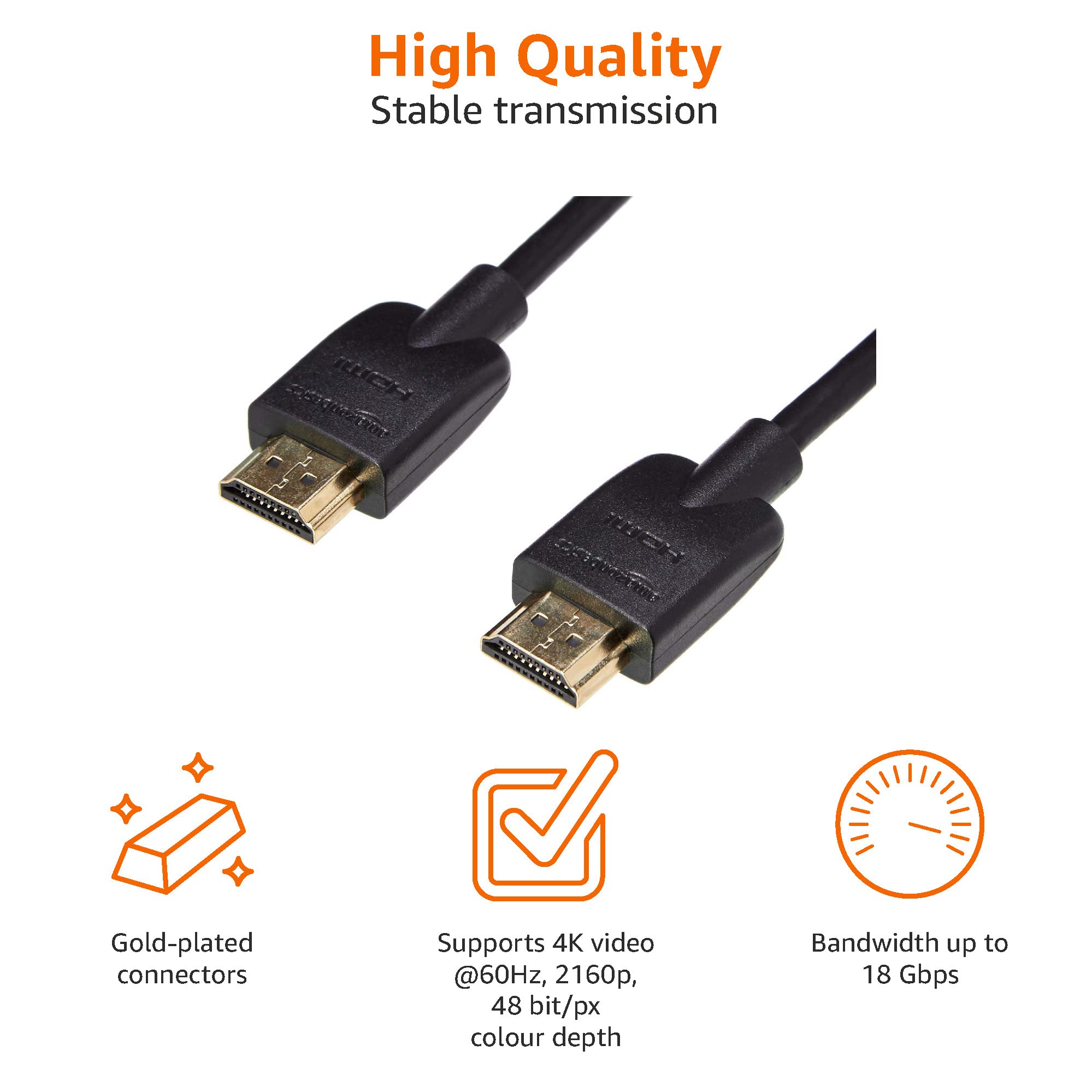 Amazon Basics Flexible HDMI Cable 6 Feet (0.9m) - High Speed 4K 60Hz, Ethernet, 3D, ARC - Durable Black Cord for TV, Monitor, Gaming Console, Home Theater & Office Setup