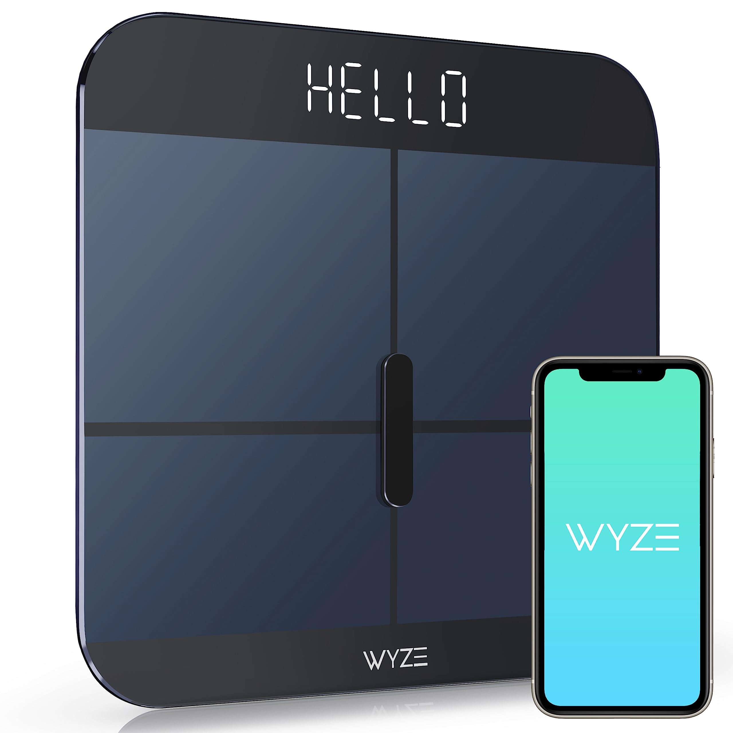 WYZE Smart Scale X - Digital Bathroom Scale for Body Weight, BMI, Body Fat, Water & Muscle - Heart Rate Monitor & Body Composition Analyzer - FSA/HSA Eligible - Tracks Baby & Pet Health - 400 lb Capacity (Blue Black) - Perfect for Home Fitness Tracking & Health Monitoring