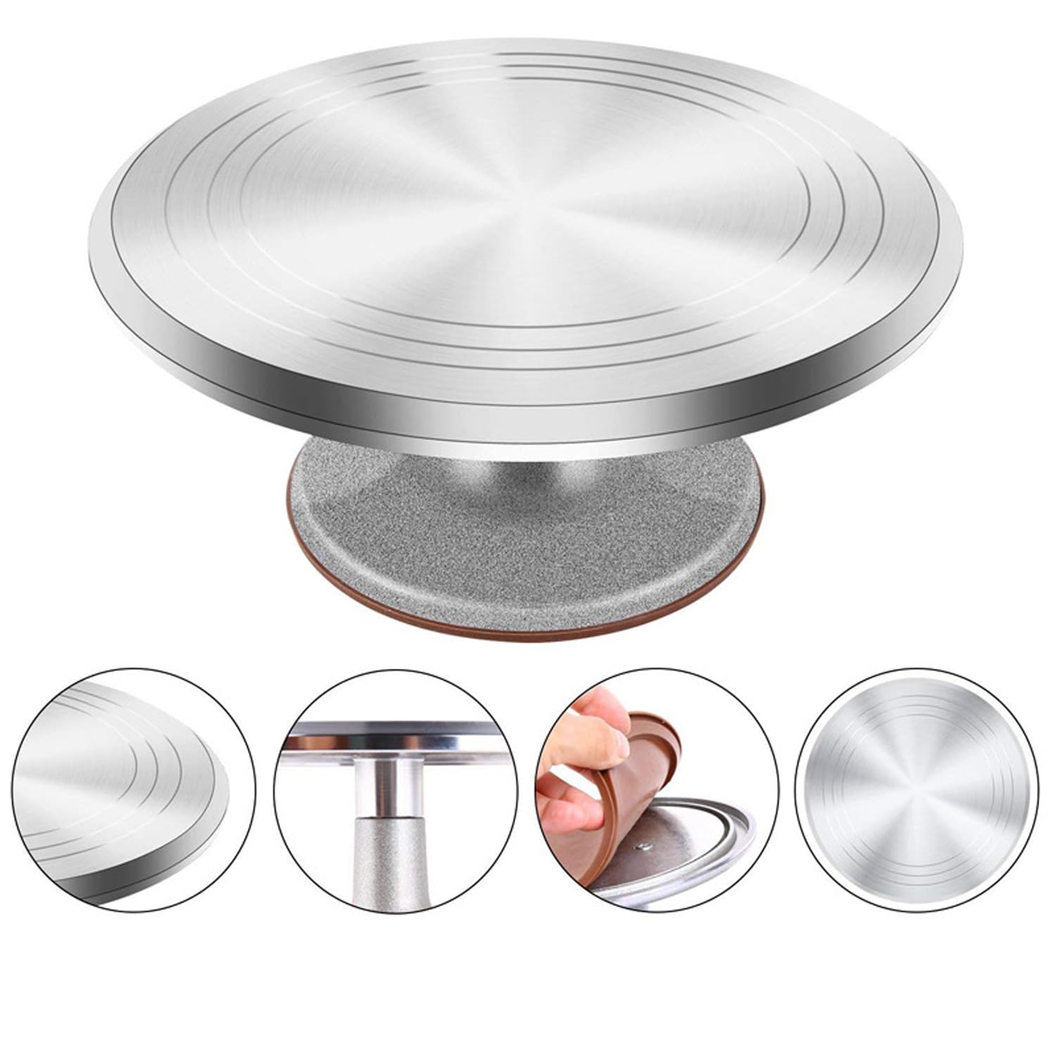 YAXI 10/12/14 Inch Aluminum Alloy Rotating Cake Stand - Revolving Cake Turntable for Baking, Cake Decorating & Cupcake Making - Perfect for Home Bakeries, Wedding Cakes & Birthday Party Desserts