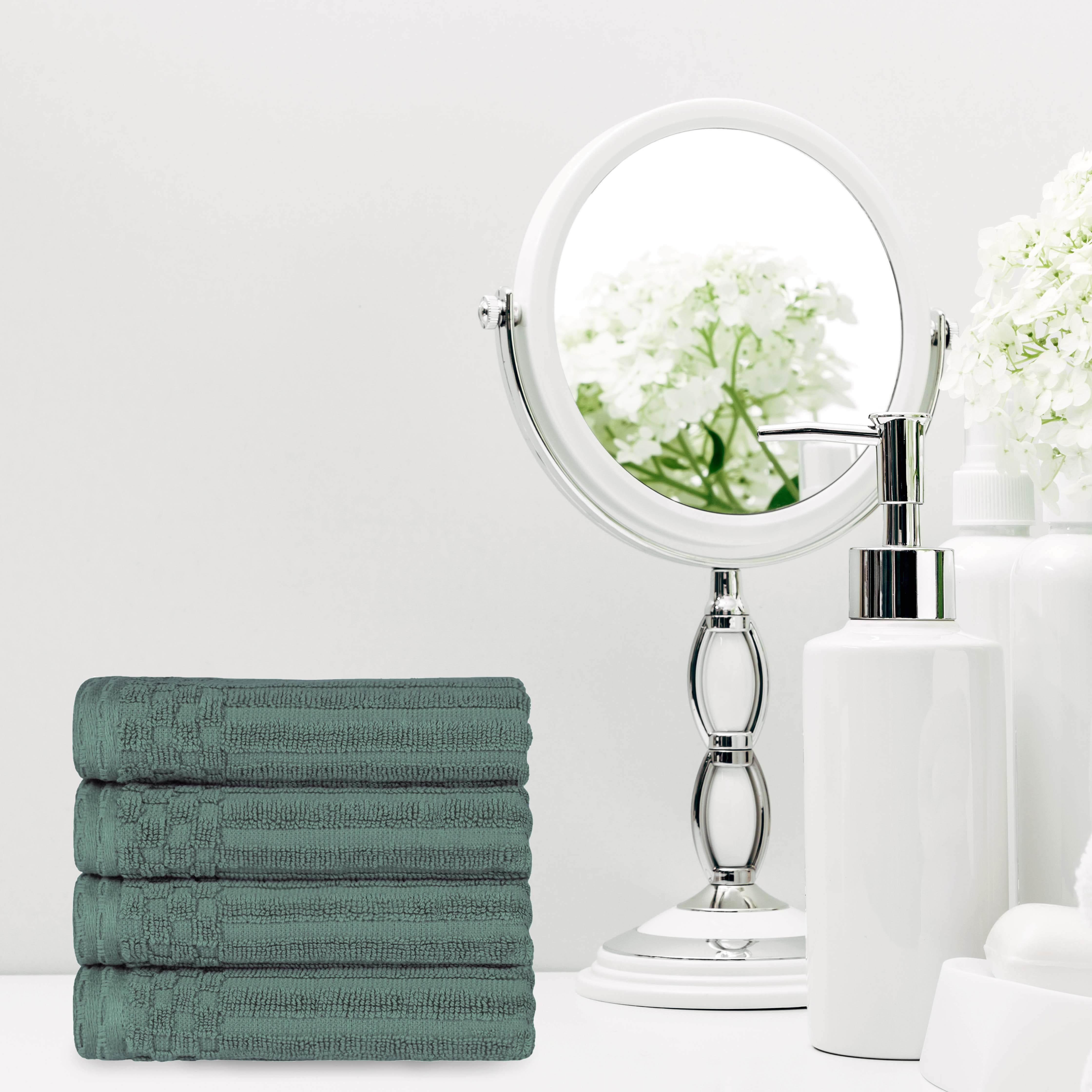 Premium Cotton Ribbed Textured Hand Towels - Ultra Absorbent 4-Piece Bath Towel Set for Kitchen, Bathroom & Gym - Soft Quick-Drying Guest Towels