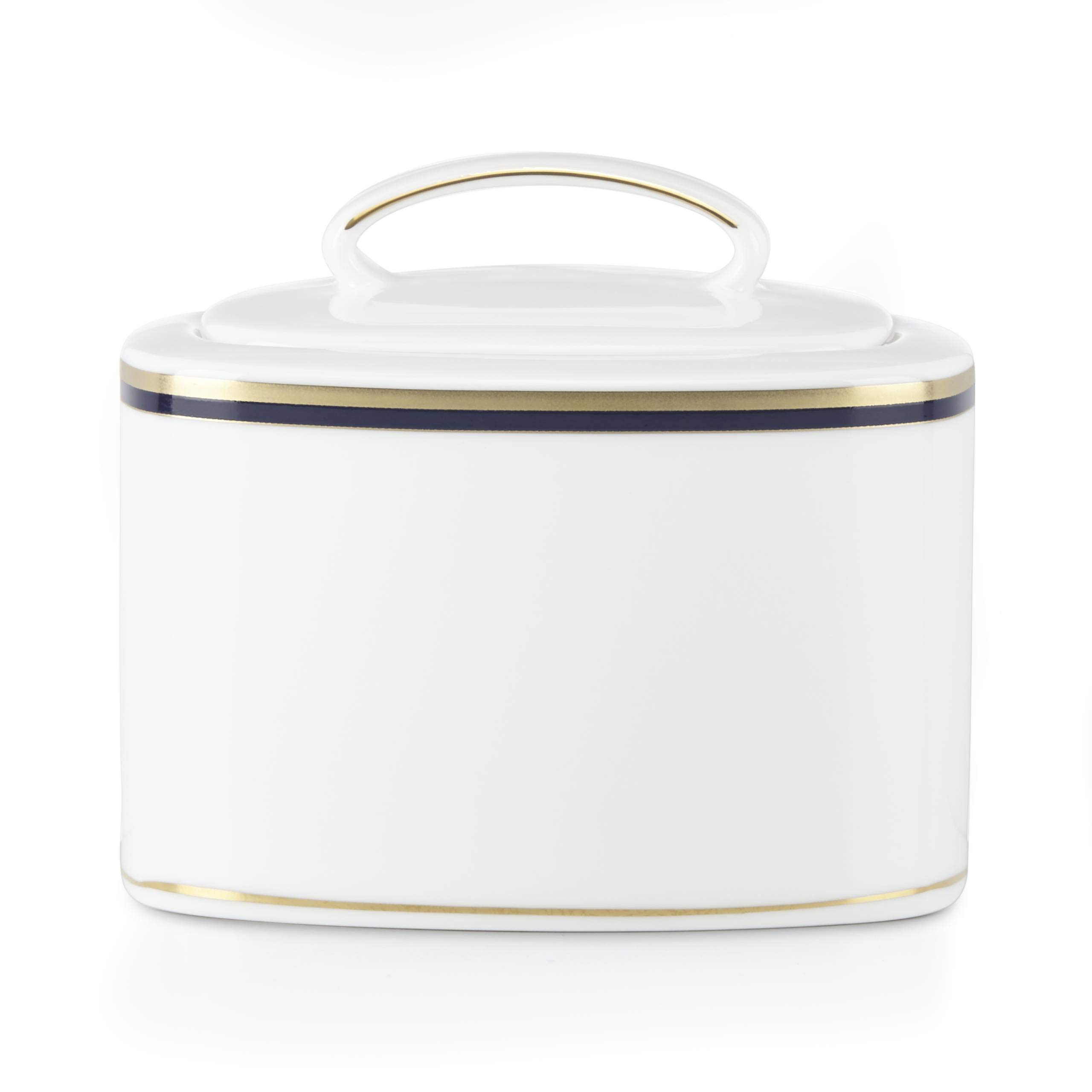 Kate Spade New York Library Lane Navy Sugar Bowl - 1.20 LB White Porcelain Tea Cup for Coffee, Tea & Dessert Serving | Elegant Tableware for Afternoon Tea Parties & Bridal Showers