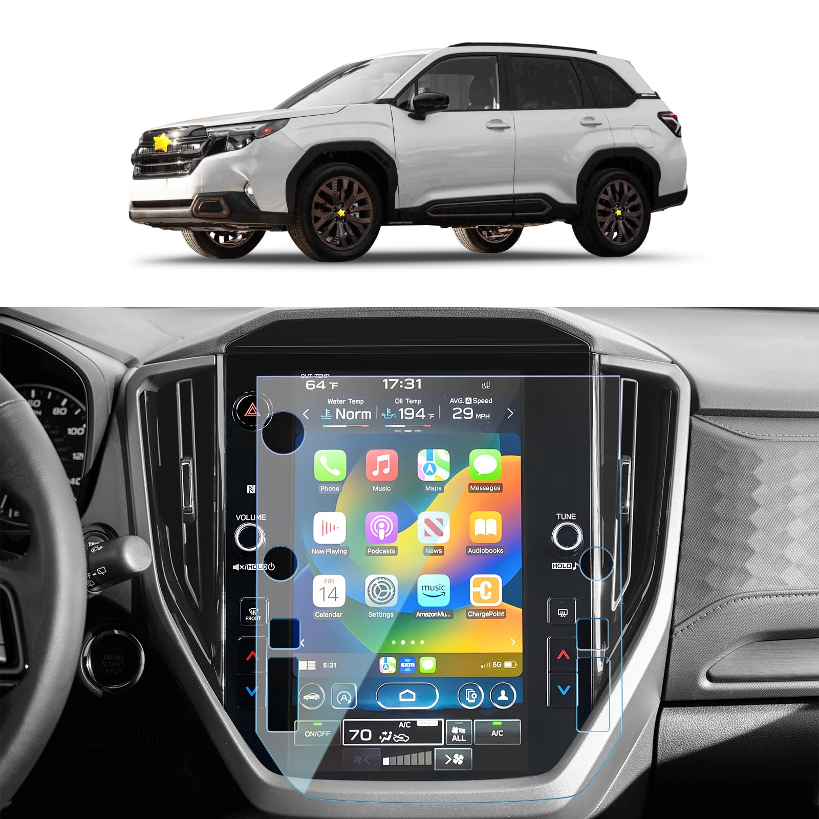 2025 Subaru Forester 11.6 Inch Tempered Glass Screen Protector - 9H Hardness HD Clear Navigation Display Protective Film | Perfect for Road Trips & Daily Commuting