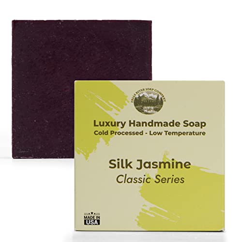 Falls River Soap Company Silk Jasmine Castile Handmade Soap Bar [5 oz] - Phthalate & Paraben Free, Palm Oil Free, Natural Soap with Essential Oils & Glycerin - Refreshing Floral Aroma for Sensitive Skin | Perfect for Daily Bathing, Spa Relaxation & Gift Giving