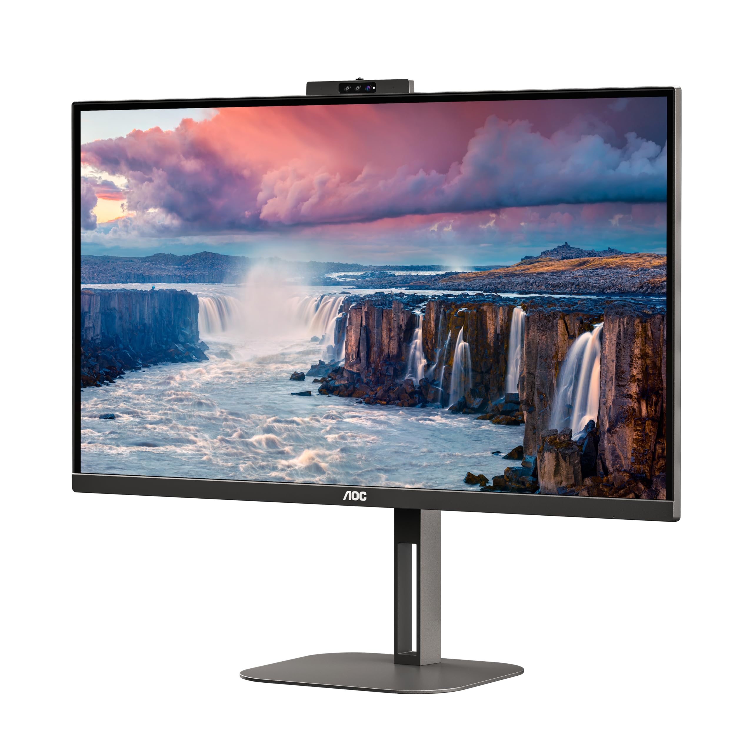 AOC Q27V5CW 27-Inch QHD Monitor with Webcam, Speakers, Height Adjustable Stand (2560x1440, 75Hz, HDMI, DisplayPort, USB-C, USB Hub) - Black | Perfect for Home Office, Gaming, and Video Conferencing