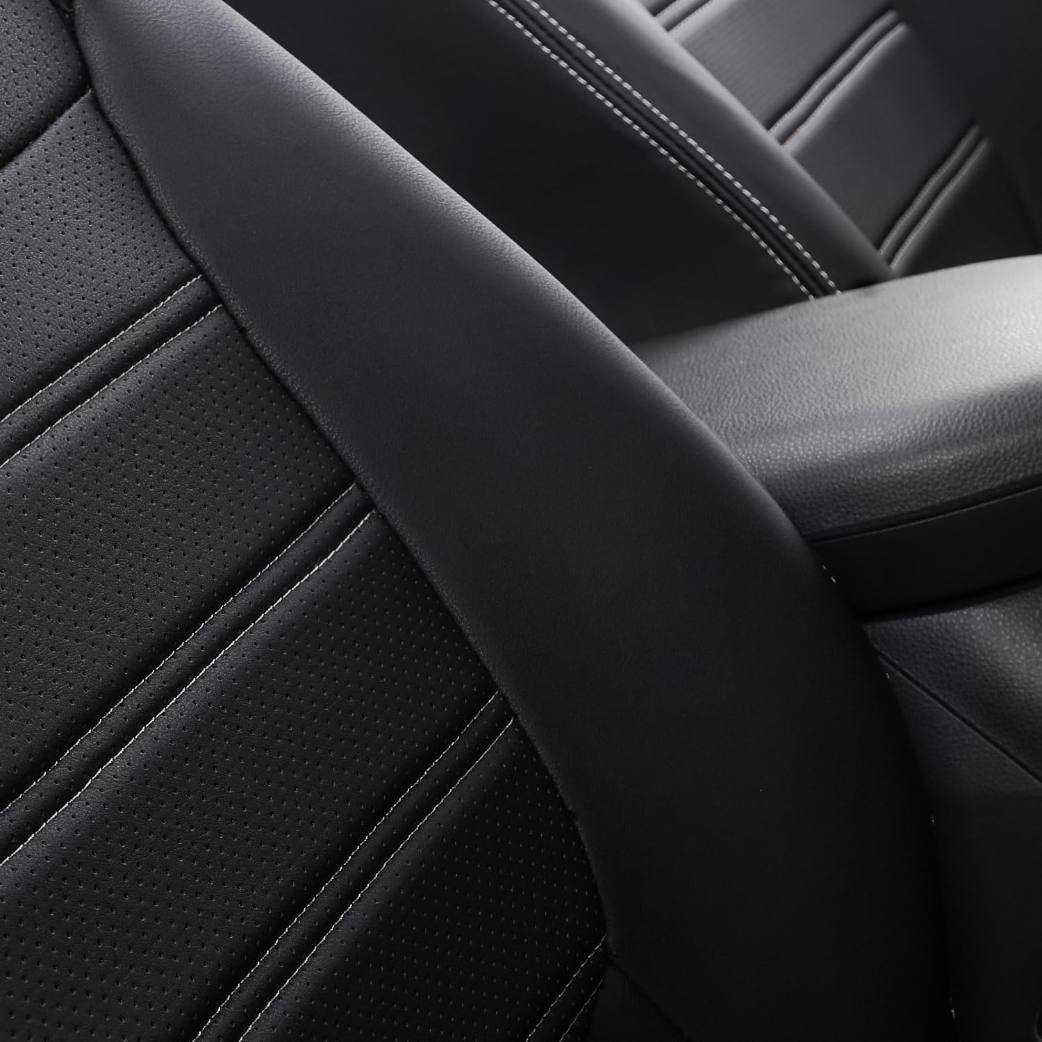 Premium PU Leather Hybrid Seat Covers for 2019-2025 Toyota RAV4 - XLE LE Hybrid XLE Premium Models - Durable Car Seat Protectors Replacement Accessories (Black) | Perfect for Daily Commute, Road Trips & Family Protection