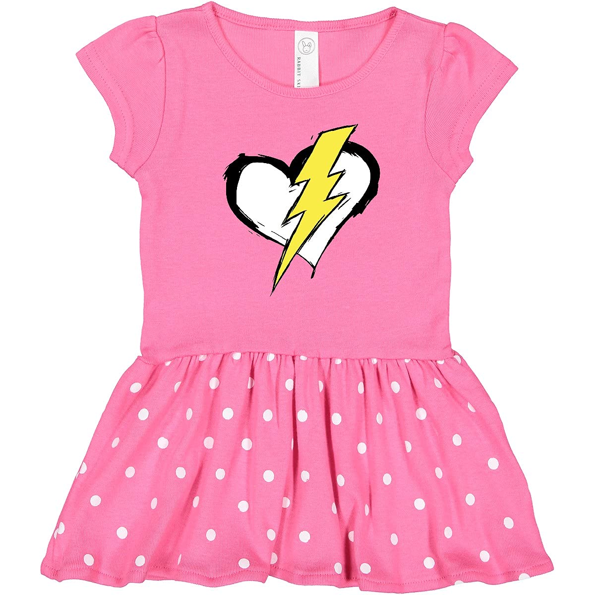 Inktastic Lightning Bolt Heart Toddler Dress - Cute Graphic Tee for Kids, Perfect for Playdates, Birthday Parties & Everyday Wear