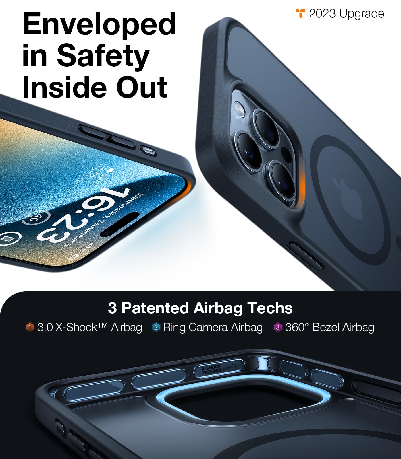 TORRAS Magnetic Shockproof Case for iPhone 13 Pro Max - Military Grade Drop Tested, MagSafe Compatible, Slim Protective Cover with Translucent Hard Back & Soft Bumper (Black) - Perfect for Daily Use, Outdoor Activities and Travel Protection