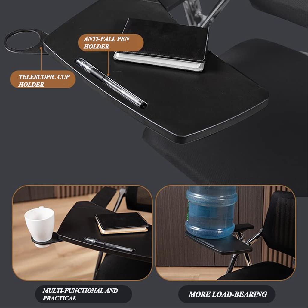 Ergonomic Student Desk Chair with Attached Foldable Table - Adjustable Mesh Office Chair with Lumbar Support, Tablet Arm & Cup Holder - Perfect for Home Study, Online Classes & Small Spaces (Black)