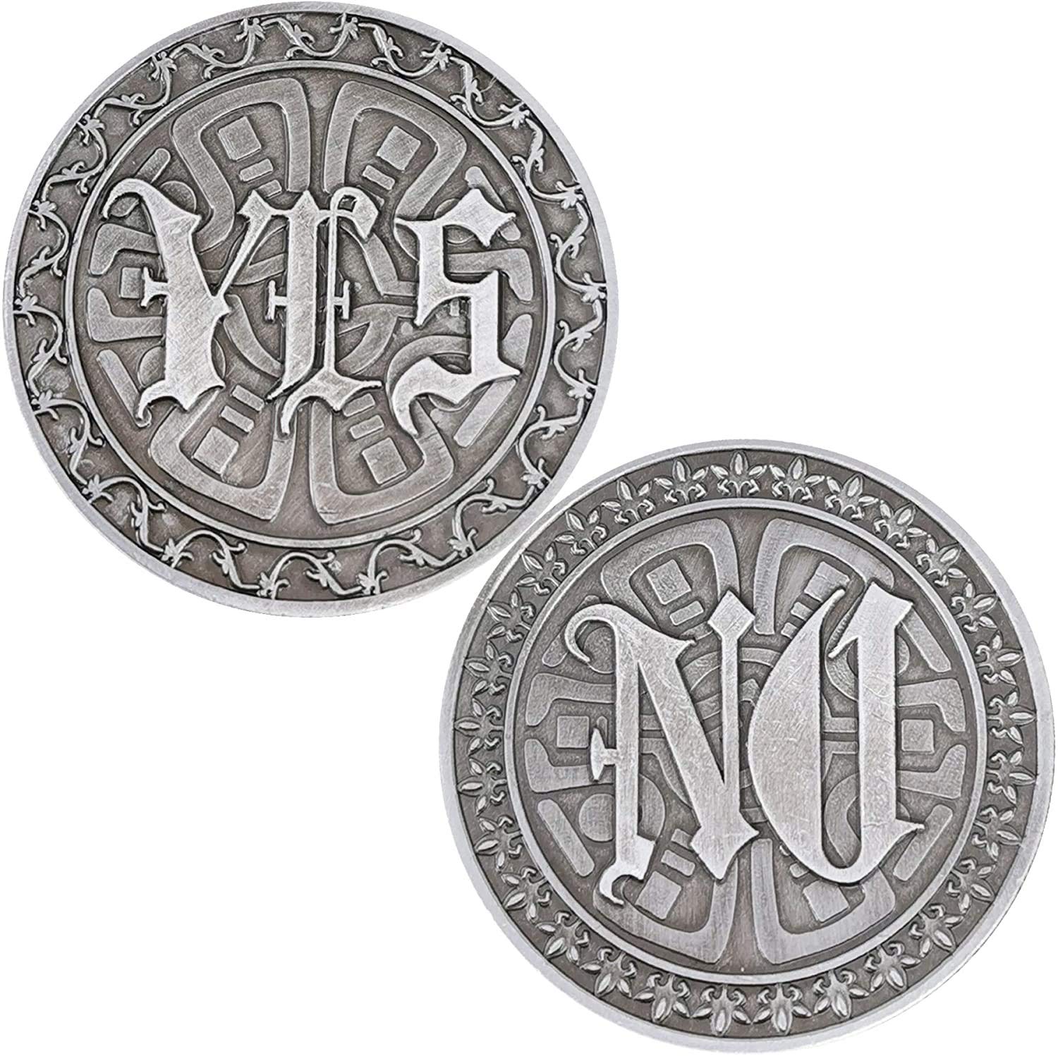 YES NO Challenge Coin - Decision Maker Coin for Easy Life Choices, Silver Novelty Gift for Friends & Coworkers - Perfect for Office, Parties & Daily Decision Making