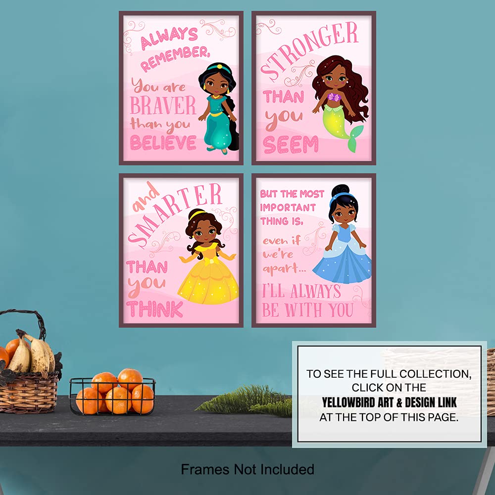 Black Girls Wall Art - African American Girl Wall Decor - Pink Princess Wall Decor for Toddler & Little Girls Bedroom - Cute Girls Room Decor & Baby Girl Nursery Decorations - Positive Affirmation Daughter Gifts for Birthday, Christmas & Room Makeover