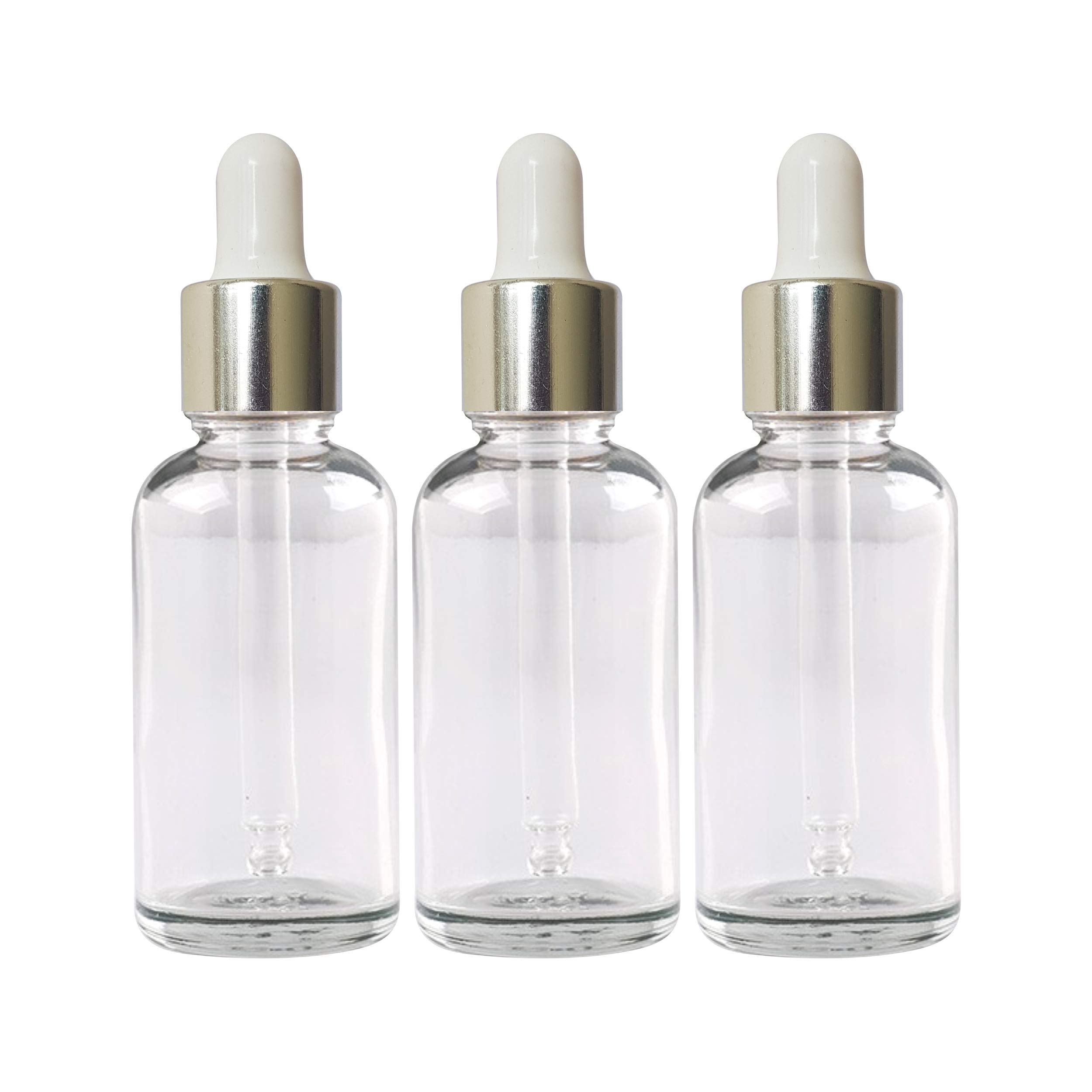 Zenvista Meditech 30ml Clear Glass Bottle with Glass Dropper & Plated Cap - Essential Oil Bottles, Perfume Containers, DIY Skincare (Pack of 3) - Perfect for Aromatherapy, Homemade Beauty Products & Fragrance Storage
