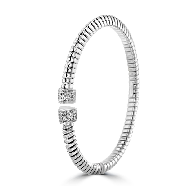 18K White Gold 0.57 Carat Diamond Cuff Bangle Braceet - Elegant Jewelry for Weddings, Anniversaries & Special Occasions