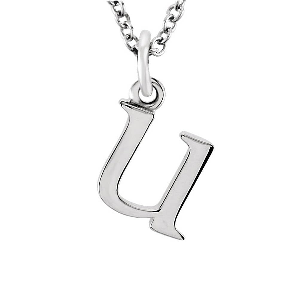 14k White Gold Initial 'U' Necklace - 16 Inch for Elegant Style