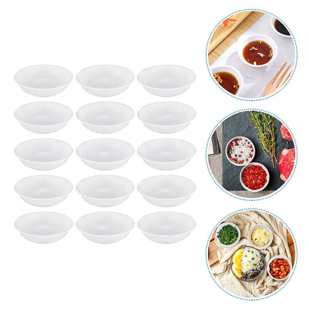 Hemoton 15-Piece Plastic Saucer Set - Small Side Dish Bowls, Appetizer Plates & Dipping Bowls for Sauce, Condiments, Desserts - Perfect for Parties, BBQs, and Everyday Dining