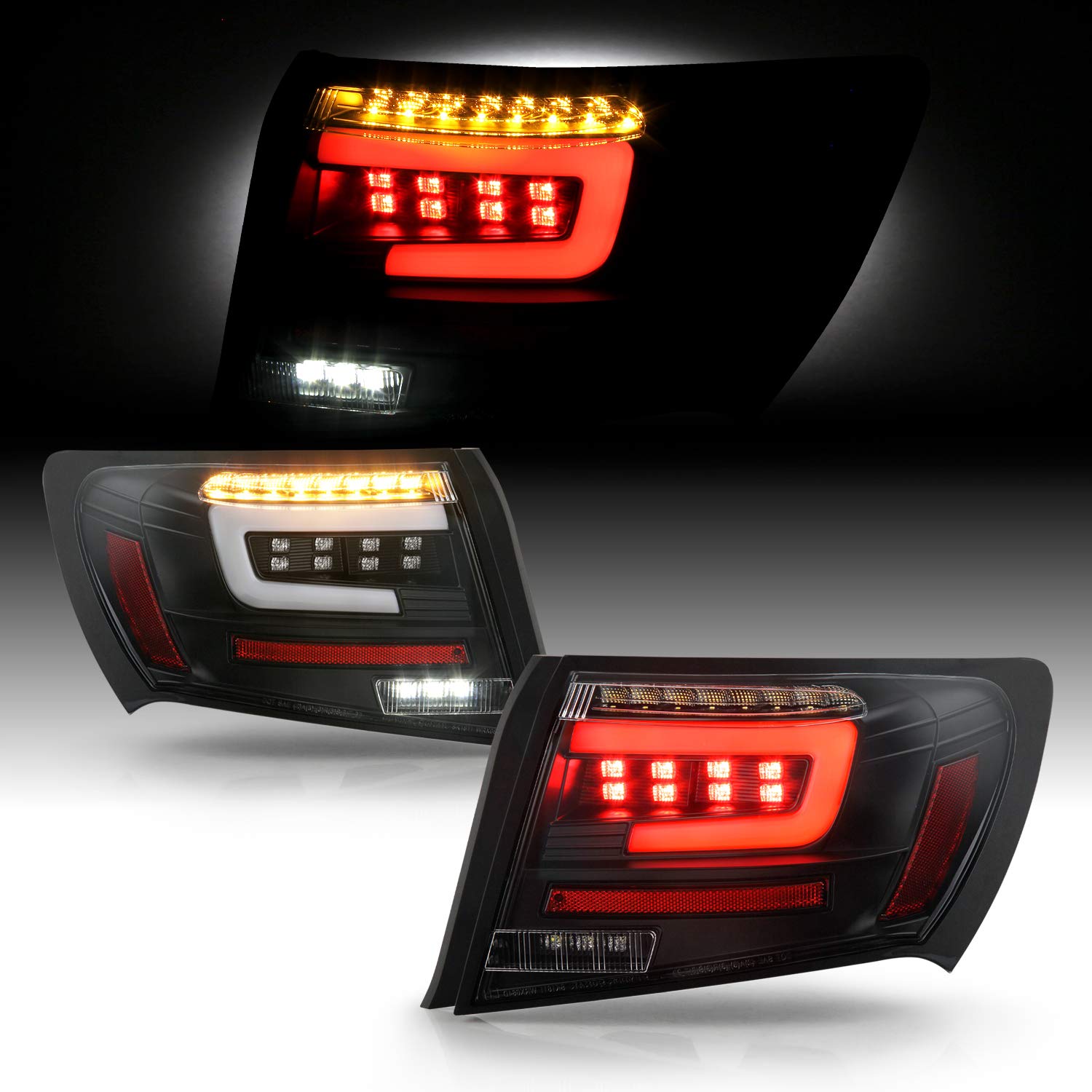 AKKON Full LED Black Tail Lights Brake Lamp Pair for 2008-2011 Subaru Impreza WRX Sedan 4-Door - Driver & Passenger Side - Enhanced Night Visibility & Style Upgrade for Your WRX
