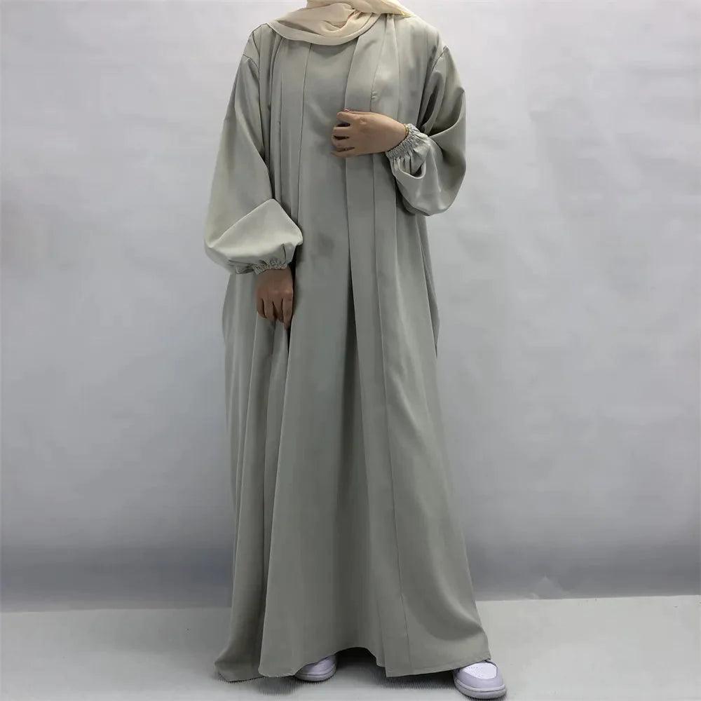 2 Piece Dubai Kimono Abaya Set for Women - Islamic Prayer Dress, Eid Outfit & Modest Fashion Wear - Perfect for Mosque, Special Occasions & Everyday Elegance
