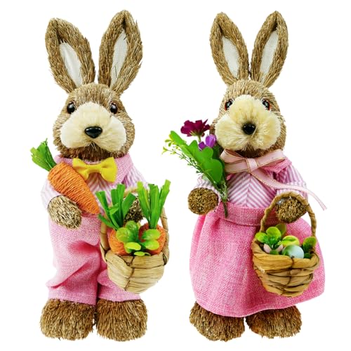 2 Pcs Pink Straw Bunny