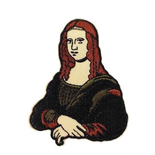 Mona Lisa Embroidered Iron On Patch - Cute Hat Pin for DIY Clothing, Jackets & Backpacks - Unique Sew On Applique for Fashion Accessories & Costume Design