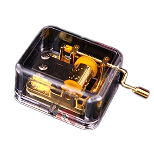 Mini Hand Crank Music Box - Acrylic & Metal DIY Mechanical Musical Box with Manual Movement (Green) | Perfect for Home Decor, Gift Giving & Relaxation