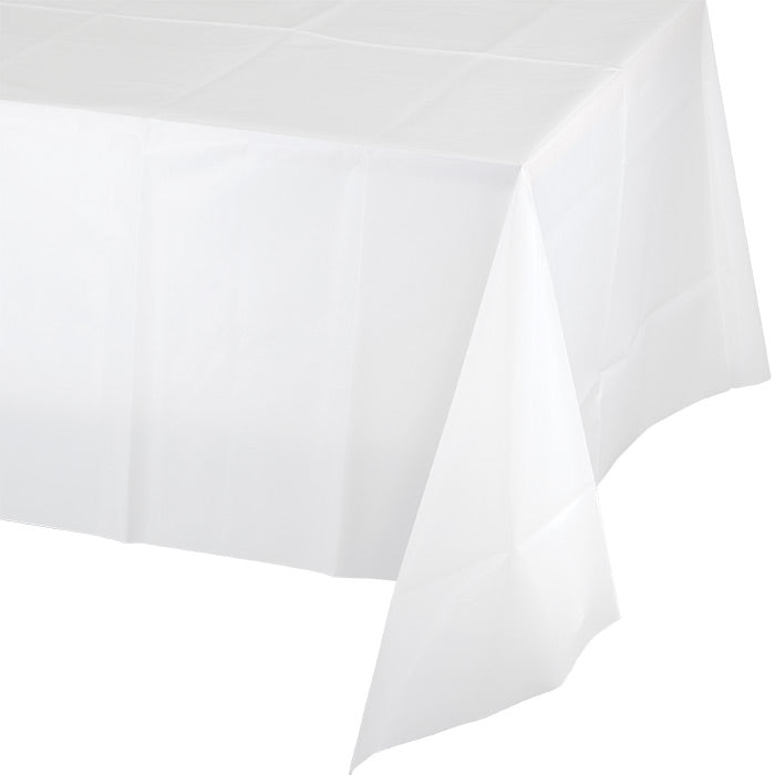 12-Pack White Plastic Table Covers 54