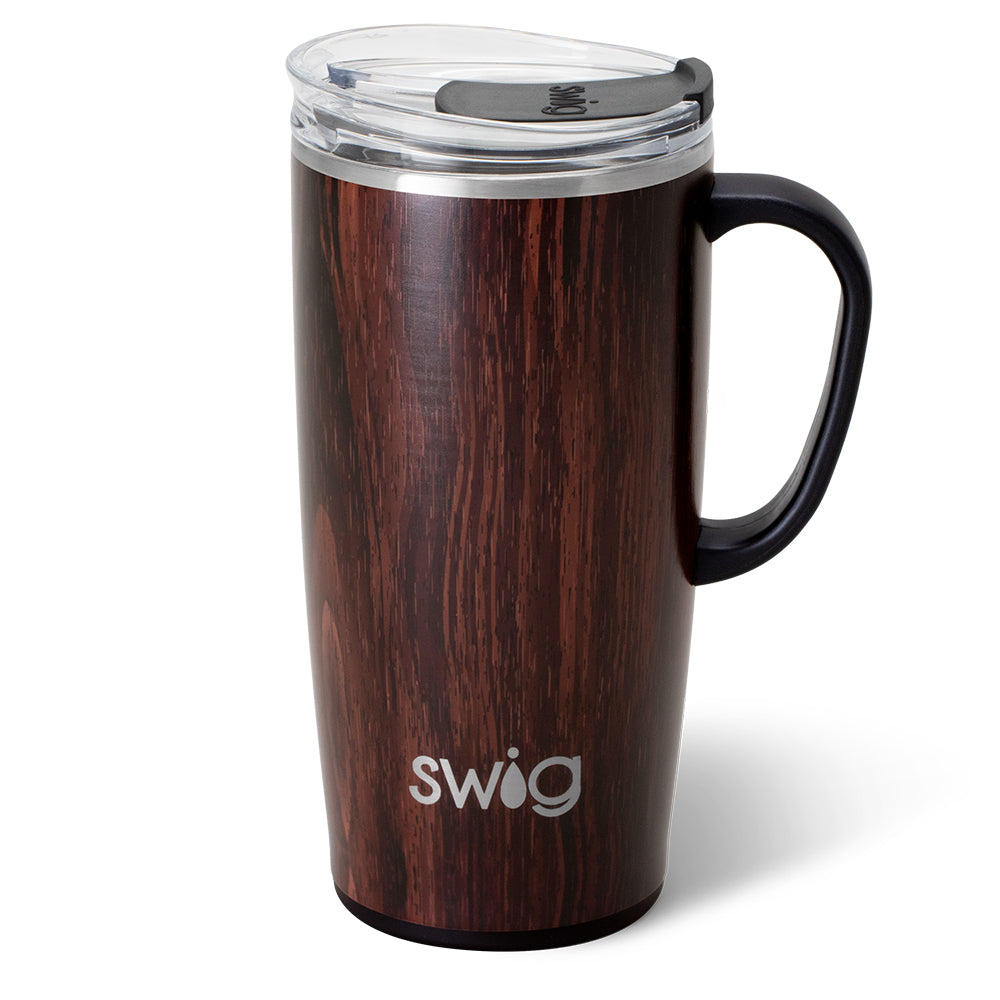 22oz Bourbon Barrel Travel Mug - Insulated Stainless Steel Coffee Tumbler with Lid & Handle - Perfect for Camping, Commuting & Outdoor Adventures