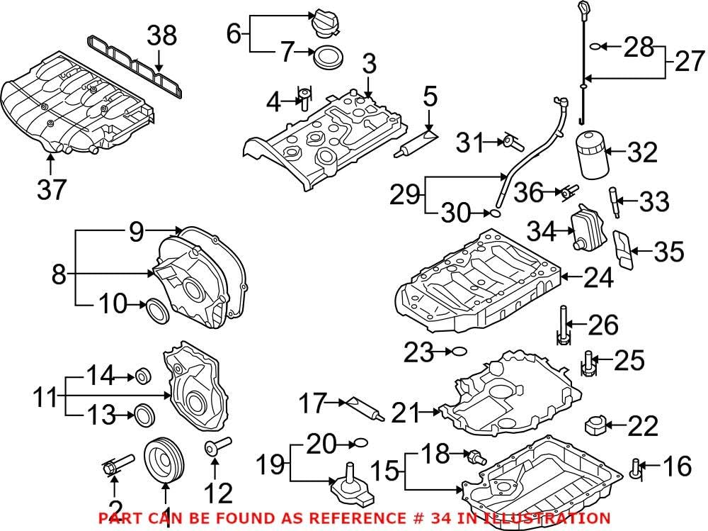 Genuine OEM Engine Oil Cooler 06J117021Q for Volkswagen - Perfect for Engine Cooling & Performance Maintenance