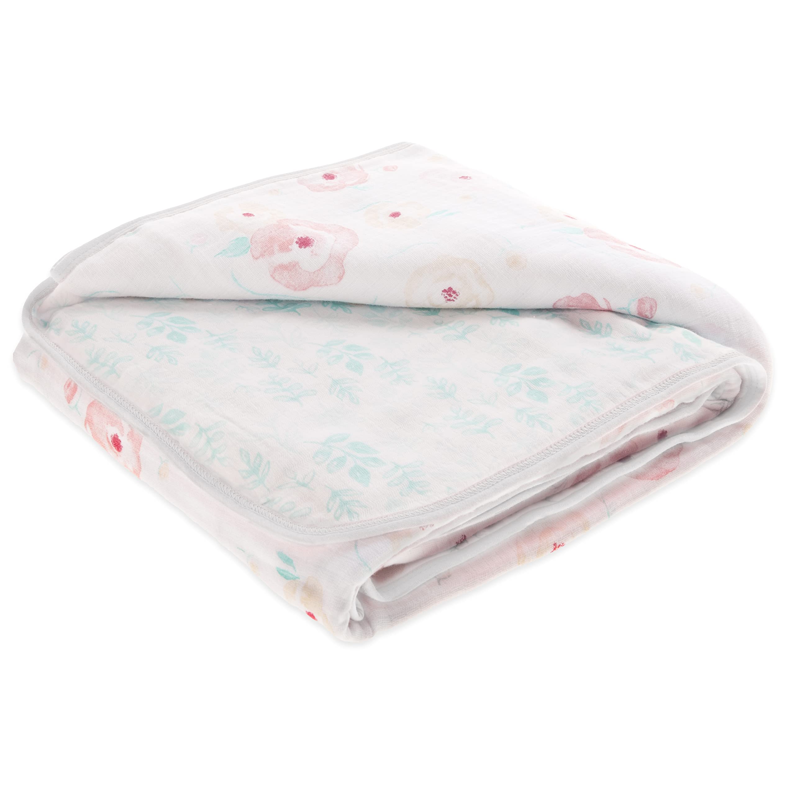 aden + anais Essentials Dream Blanket - Soft Muslin Baby Blankets for Boys & Girls | Lightweight Newborn Nursery & Crib Blanket | Perfect Baby Shower & Registry Gift | Full Bloom Roses Design | Ideal for Swaddling, Stroller & Playtime