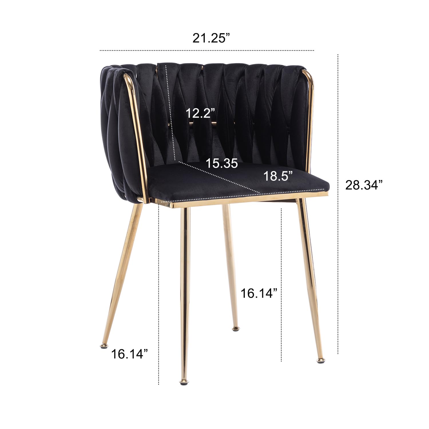 Premium Velvet Dining Chairs Set of 4 - Modern Tufted Upholstered Chairs with Gold Metal Legs for Kitchen, Dining Room & Living Room - Elegant Home Decor for Dinner Parties & Family Gatherings (Black)