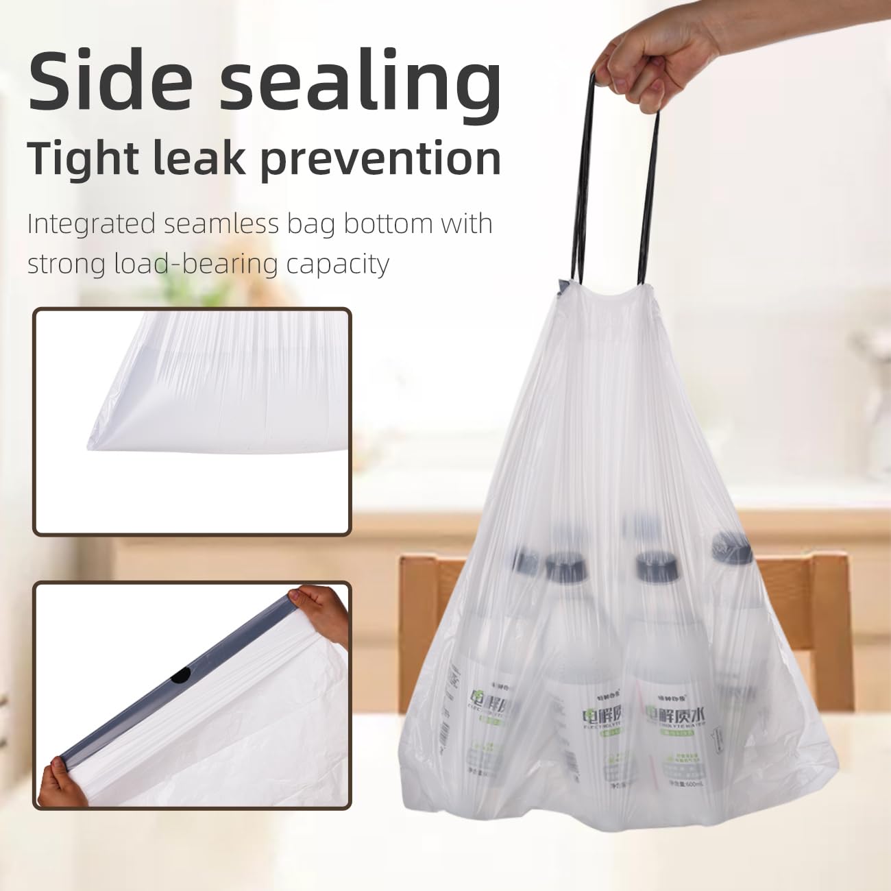 4 Gallon Trash Bags - 40 Count Heavy Duty Drawstring Garbage Bags | Unscented, Thickened Wastebasket Liners for Bathroom, Bedroom, Office & Kitchen Trash Cans | Perfect for Home, Office & Commercial Use