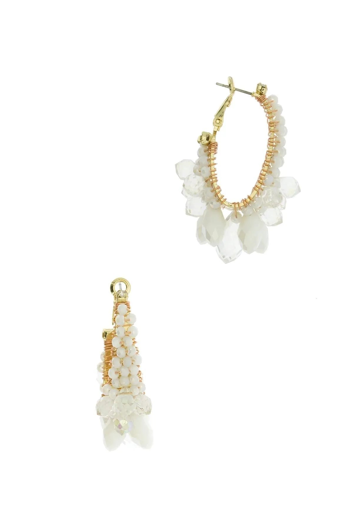 Sparkling Beaded Crystal Hoop Earrings for Women - Elegant Rhinestone Dangle Earrings for Party, Wedding & Evening Wear